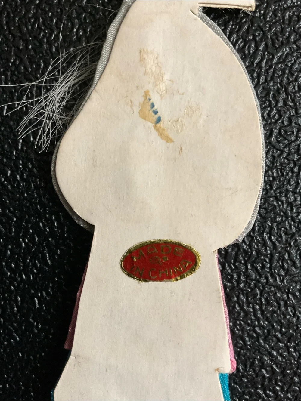2 Vintage Chinese Folk Art Padded Silk & Cardboard Immortals Ornaments 5”
